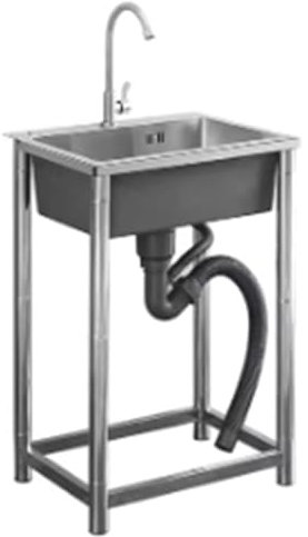haiyusm Autoportante Lavelli Lavandino Cucina Commerciale Lavello Da Esterno Da Giardino Kitchen Sinks per Garage Lavanderia Esterno Campeggio Ristoranti (45×40cm,A)