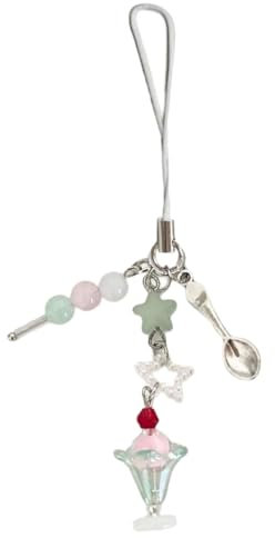 CAZSTYK Ciondolo a forma di gelato, ornamento per cellulare, color crema, per persone alla moda, Melata 3, As detailed discription