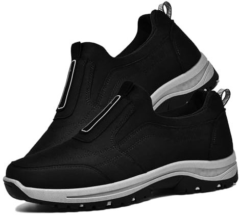 PTKG Chaussures Diabétiques pour Hommes Chaussures Sport Homme Pied Large Chaussures pour Pieds Larges Et Gonflés sans Lacets Baskets Chaussures pour Diabétiques,Noir,46/280mm