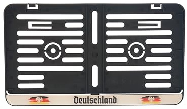 1x Kennzeichenhalter 255 x 130 mm (Mit 3D Gel Aufkleber mit Deutschland Flagge) Für Kennzeichen im Format 255 x 130 mm Passt für Roller Moped Traktor Anhänger Motorrad Hänger