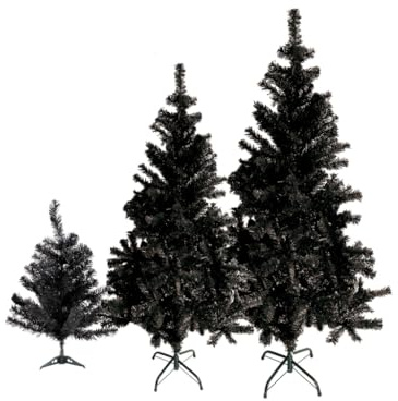 Outgarden 150 cm künstlicher PVC Weihnachtsbaum schwarz mit Schnellaufbau Klapp-Schirmsystem, schwer entflammbar, unechter Tannenbaum inkl. Metall Christbaum Ständer