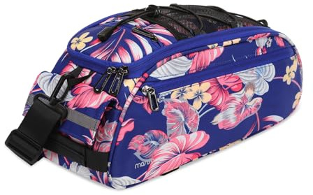 MOSISO Bike Rack Bag, Waterproof Bicycle Trunk Pannier Rear Seat Bag Cycling Bike Carrier Backseat Storage Luggage Saddle Shoulder Handbag, Hibiscus&Leaves