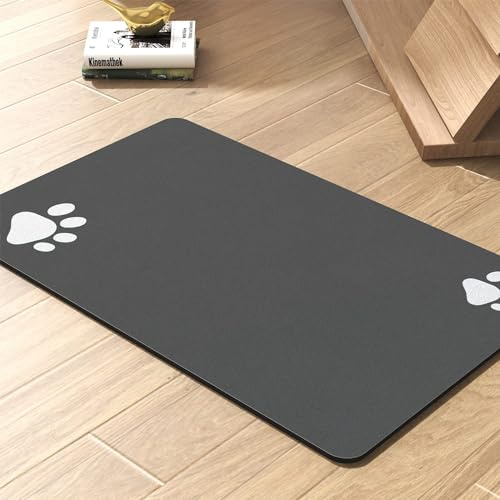 Hundmatmatta, silikon husdjursmatningsmatta matmatta husdjur mat matta fläckar snabbtorkande hund vattendispenser matta för röriga drickare (30 x 50)