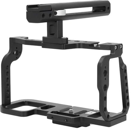 Camera Cage, Quick Release Design, Threaded Holes, Lightweight Strong,Aluminum Alloy Camera Cage, Reserve Camera Holes, Cold Shoe Mounts, Compatibliy with BMPCC 4K 6K