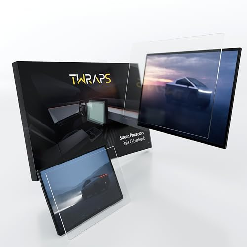 TWRAPS Screen Protectors for Tesla Cybertruck 2024 2025 2026 Matte Anti Glare, 18.5 Front/Main & 9.4 Back/Rear, 9H PET Ultra Tough Shockproof Display Guard, Set of 2 Cyber Truck Accessories