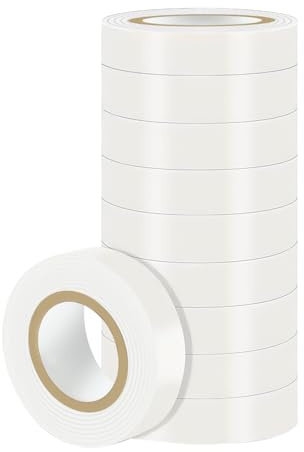 Duccinp Weiß Isolierband 18mm x 13m 10 Stück PVC Elektrische Leitungen Reparatur, Hitzebeständig Hochflexibe Wasserdicht Electrical Tape für Verdrahtungsprojekte und Reparaturen