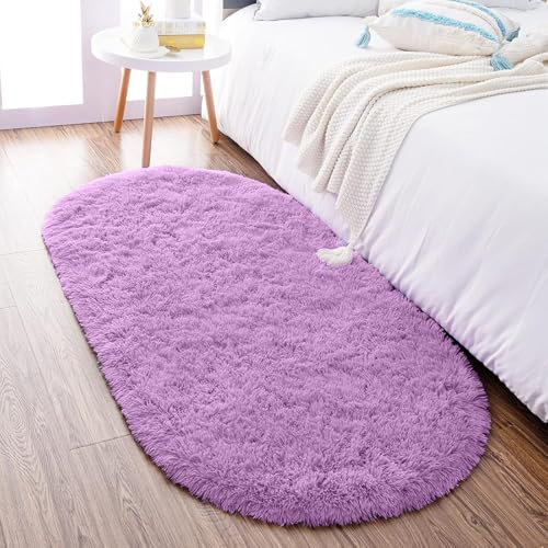 AIMECO Skandinavischer Teppich lang oval Waschbarer Teppich Memory Foam Wohnzimmerteppich Schlafzimmerteppich Kinderteppich 120x200 cm,Lila