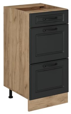 Vicco Küchenunterschrank R-Line, Anthrazit Landhaus, 40 cm | MDF-Front · Ohne Arbeitsplatte · Höhenverstellbare Füße · Metallgriffe · ✓ Frei kombinierbar