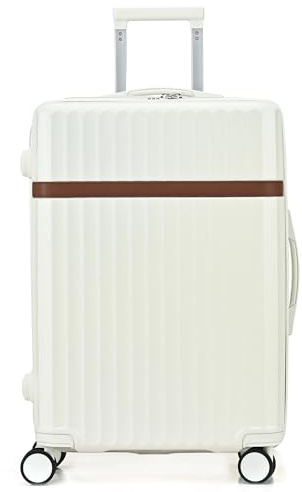 RMW 24 Inch Medium Suitcase Lightweight Hard Shell Luggage with 360° Spinner Wheels 3-Digit Combination Lock, Airline Checked & Carry-On Compatible Travel Bag (White, Medium 24)