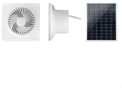 Ventilador extractor de ventilación solar de 12 V CC para el hogar, cocina y baño, diseño libre de mosquitos de 8 pulgadas