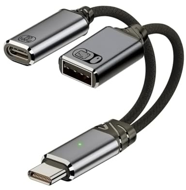 CY Cable USB-C tipo C macho a USB 2.0 hembra de 480 Mbps OTG y cable de alimentación PD de 100 W para computadora portátil, tableta y teléfono