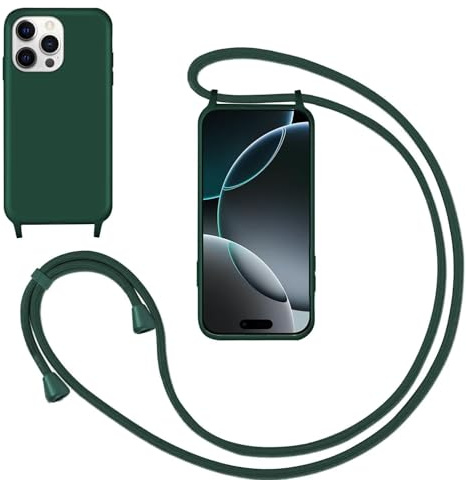 GoodcAcy Silikon Handykette Handyhülle für iPhone 13 Pro Max,Smartphone Necklace Hülle mit Band Schutzhülle mit Kette zum umhängen Halskette Flüssig Silikon Case für iPhone 13 Pro Max,Grün