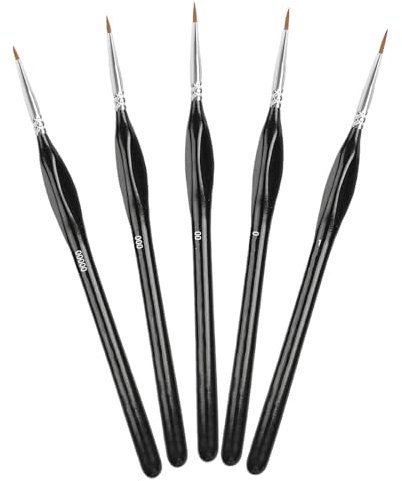 Set di 5 Pennelli per Dipingere Fini, Pennelli Fine da Pittura per Acrilico, Acquerello, Olio e Modellismo, Pennello Sottili Miniature per Precisione Ritocco
