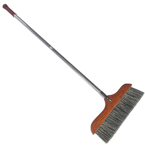 WRITWAA Redwood Soft Bristle Floor Broom 90cm Stainless Steel Long Handle, Anti-static Indoor Dust Sweeping Brush for Home and Office Cleaning
