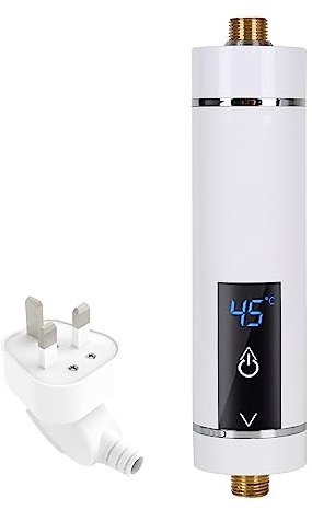Instant Electric Water Heater, 3500W Mini Tankless Water Heater with LCD Display, Intelligent Instantaneous Water Heater for Bathroom Kitchen, UK Plug