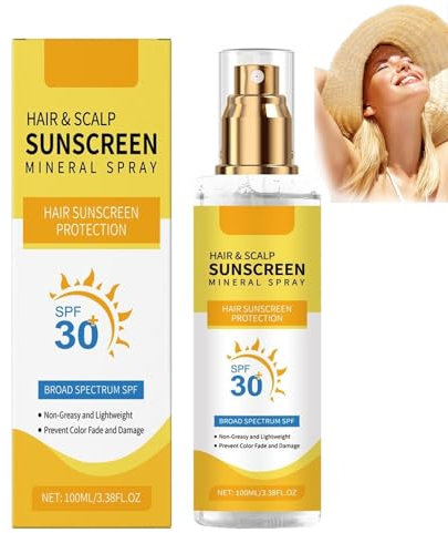 Haar und Kopfhaut schutz Spray, LSF 30 Sonnencreme Haare Kopfhaut,Premium Mineralischer Sonnenschutzspray,Erhält die Vitalität & Feuchtigkeit,Prevent Hair Dryness,Suitable for Hiking/Beach/Running (1)