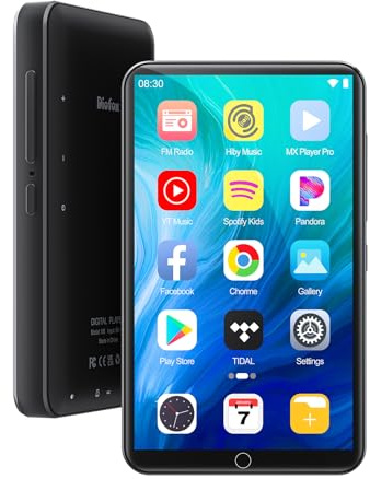 80GB MP3 Player mit Spotify,MP3 Player mit Bluetooth und Wi-Fi,Unterstützung APK Download,Android MP4 Player mit Audible Deezer Amazon Music,HiFi Digital Music Player mit Lautsprecher,FM Radio,Video