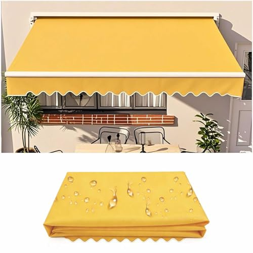 Tessuto di Ricambio per Tenda da Sole da Giardino Retrattile Manuale Mantovana Resistente all'Acqua UV Sostituzione della Protezione Solare Telo Parasole per Balcone,Giallo,200x150cm/79x59”