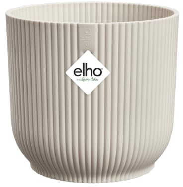 elho Vibes Fold Round 22 - Flower Pot from 100% Recycled Plastic - Indoor Plant Pot - Ø 22.0 x H 20.2 cm - White/Linen White