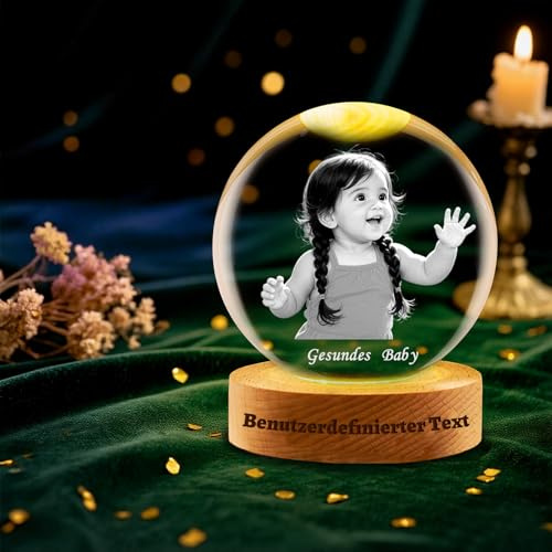 Personalisierter Schneekugel Weihnachtsdekorationen mit Foto Text Weihnachten Kristallkugel Fotorahmen für Familie Männer Frauen (Schneekugel)