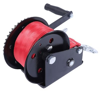 NOENNULL 1600LBS Heavy Duty Boat Trailer Winch, Portable Hand Winch with 26ftx2in Strap, 2 Way Ratchet, for 1 Heavy Duty Towing Gear Trailer Winch Operation