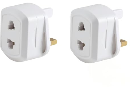 2Pcs Shaver Plug Adaptor UK, Shaver Adapter Plug Compact White 2 Pin to 3 Pin Converter for Bathroom, Use Universal Converter, Safe Fused Design, 2 pin to 3 pin adapter plug uk