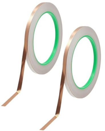 Lot de 2 rouleaux de ruban adhésif double face en feuille de cuivre 20 m x 5 mm pour protéger les limaces et les réparations électriques