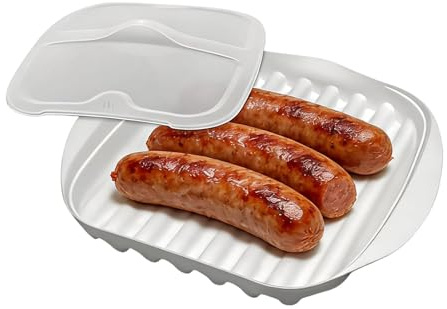 Microwave Bacon Cooker - with Splatter Lid Food Grade Dishes | Bacon Tray for Microwave Cooking - for Meat Sausage Pizza Hot Dogs Tacos Meal Prep Grill