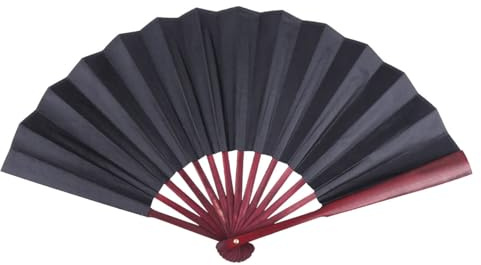 Healeved 2 Abanicos Plegables de Tela Negra de 20 Cm, Estilo Chino Elegante y Delicado, para Decoración y Dispersar Calor en Bodas y Eventos