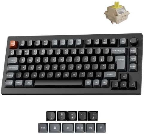 Keychron V1 Ultra 8000Hz Wireless Mechanical Gaming Keyboard - 2.4 GHz/Bluetooth/Wired, ZMK Programmable RGB Hot-Swap Early Tactile Switch, Compatible with Mac Windows Linux - Black(75% UK Layout)