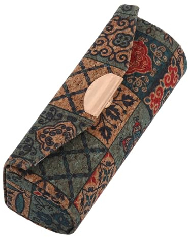 VOSAREA Mini Porte-Rouge à en Liège Design Vintage Élégant et Résistant aux Rayures avec Miroir Trousse de Maquillage Portable pour Bureau et Paquet à Main