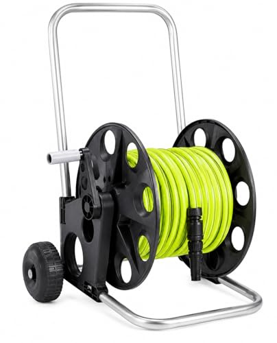 Carrello Avvolgitubo completo di Tubo 20mt + 2 raccordi + lancia regolaBILE Aqua Carry Pronto 8764 con Ruote per Irrigazione Giardino