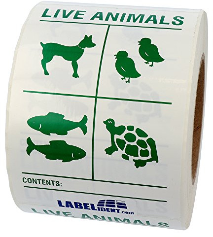 Transportaufkleber - enthält lebende Tiere - 100 x 150 mm, 500 Verpackungskennzeichen auf 1 Rolle(n)