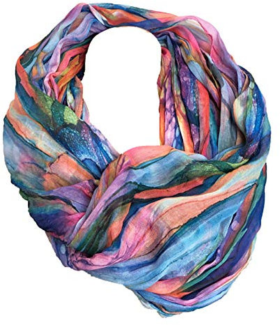 JameStyle26 Farbverlauf Seide Sommer Loop Verlauf Regenbogen Rainbow Silk Uni Rundschal Schlauchschal Stola Schal leicht (Blau)