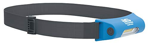 as - Schwabe Akku Stirnlampe 2W, 75/150Lm - 2-stufig schaltbar - Kopflampe Wiederaufladbar - Stirnleuchte mit 2 Modi - Arbeitsleuchte - blau - mit USB-Ladegerät - IP30, 42823