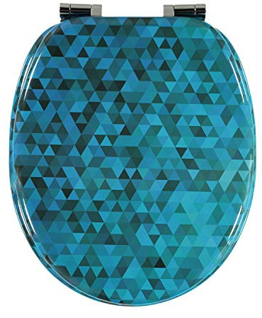 shelfmade Klodeckel mit Absenkautomatik Motiv aus MDF - Toilettensitz mit Absenkautomatik Motiv absenkbarer WC Sitz mit Absenkautomatik Toilettendeckel - Bunte WC Deckel (Blaues Mosaik)