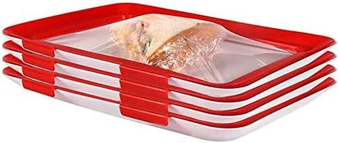 YYCFB Food Preservation Tray, Frischhaltetablett Kreative Aufbewahrungsschale Lebensmittelkonservierungsschale Vakuumdichtung Frischhaltedosen für den Kühlschrank (4 pcs)
