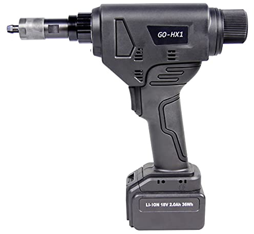 GOEBEL® - Akku Sechskant Stanzwerkzeug GO-HX1 - Arbeitsbereich M4 / M5 / M6 / M8 mm alle Materialien - mit bürstemlosem Motor inkl. 2 Akku, Koffer Stanzgerät Stanzmaschine
