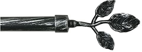 Barra de cortina de hierro extensible con barra corredera mod. Barra cortina hojas 120 – 210 negro plata