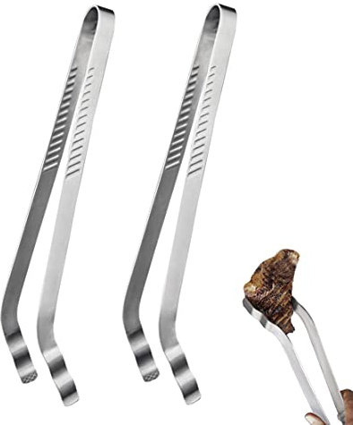 UPTALY 2 pcs Stainless Steel Serving Tongs, 13.8'' Extra Long Cooking Tweezers, Thicken Food Tong, Japanese Grill Tongs, Bread Clip, Pastry Clamp, Barbecue Kitchen Tong
