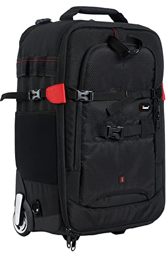 T&YFOTOP Trolley-Kameratasche, wasserdicht, mit Rollen, Gepäcktasche mit Teleskopgriff, Schwarz, X-Small, Trolley-Kameratasche
