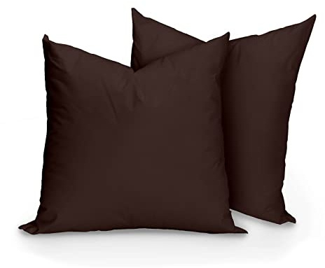 Hans-Textil-Shop 2er Set Kissenbezug Braun 50x50 cm Baumwolle Linon – Uni Kissenhülle mit hochwertigem Reißverschluss, handgefertigt in Europa, schadstoffgeprüft
