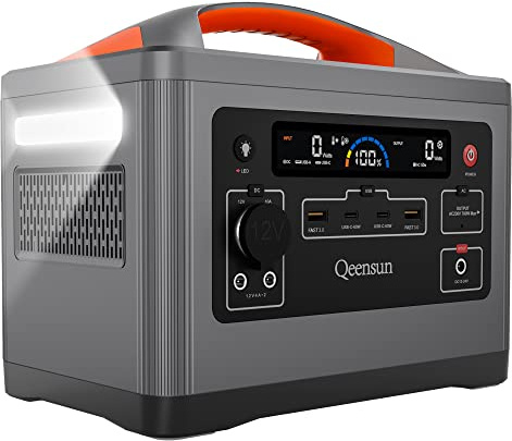Estación de energía portátil Qeensun, generador solar de 537,6 Wh con onda sinusoidal pura, salidas de CA de 700 W para energía de emergencia, automóvil, campamento, hogar (panel solar opcional)
