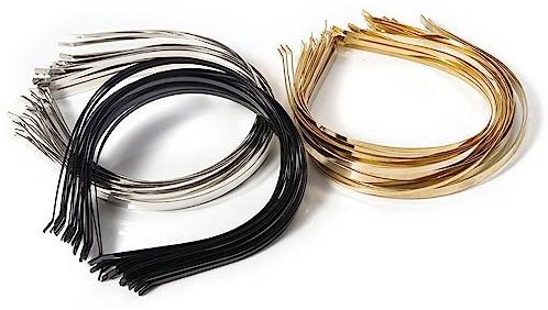 Pamtns Haarreifen Damen Metall Dünn 30 Stück Glatte Metall Stirnband Haarreif zum Basteln Haarband Blanko Hartmetall Stirnbänder DIY Handwerk Rahmen Haarband für Unisex Silber Gold Schwarz