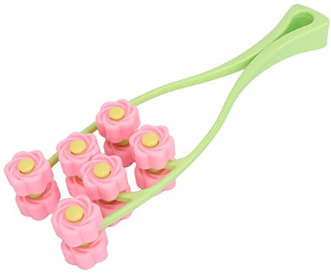 Rouleau de massage de type fleur, Rouleau de massage facial à rouleaux multiples particules concaves et convexes poignée confortable masseur facial en forme de V pour Raffermir la Peau