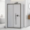 Box doccia angolare 70x140 cm nero opaco H 195 cm, parete fissa e anta scorrevole con vetro trasparente e installazione reversibile, Tay
