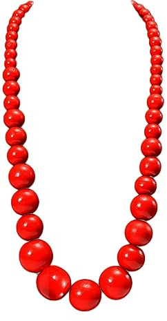 COLORFUL BLING Ethnic Natural Wood Beads Necklace for Men Women Africa Wooden Chain Chunky Strand Necklace Statement Hip Hop Jewelry