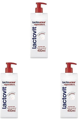 Lactovit - Leche Corporal Reparadora Lactourea con Protein Calcium, para Pieles Secas y Extra Secas - 400 ml (Paquete de 3)