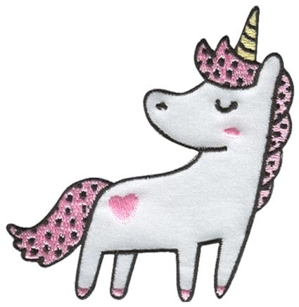 Catch the Patch Einhorn Herz Aufnäher zum Aufbügeln Fantasy 7,3 x 8 cm Bügelbild für Kinder Mädchen mit Glitzer Regenbogen Prinzessin, Bastel DIY Mitbringsel Kindergeburtstag Geschenk