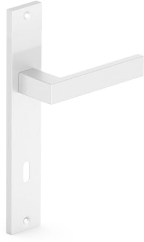Sellon24® BB Türgriff Langschild 72 mm Türbeschlag Türdrücker - für Innentür - Drückergarnitur Buntbart, gebürstetes Nickel QUBIKV